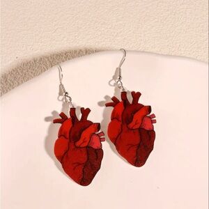 Playful Anatomical Heart Earrings – Acrylic Statement Jewelry – NWT